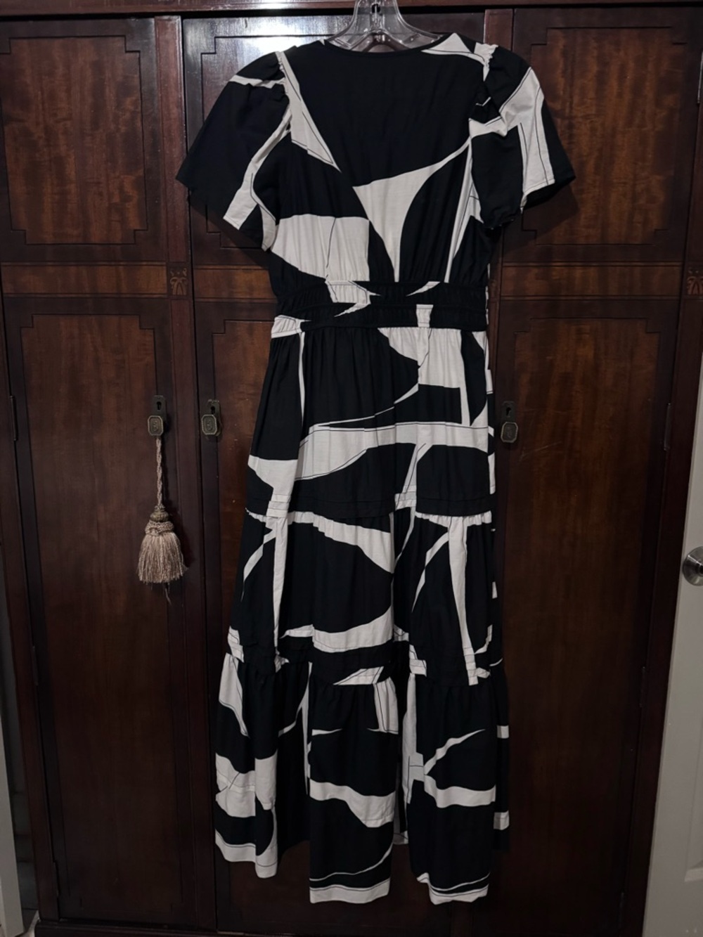 Maeve Black & White Abstract Tiered Maxi Dress - Picture 2 of 4